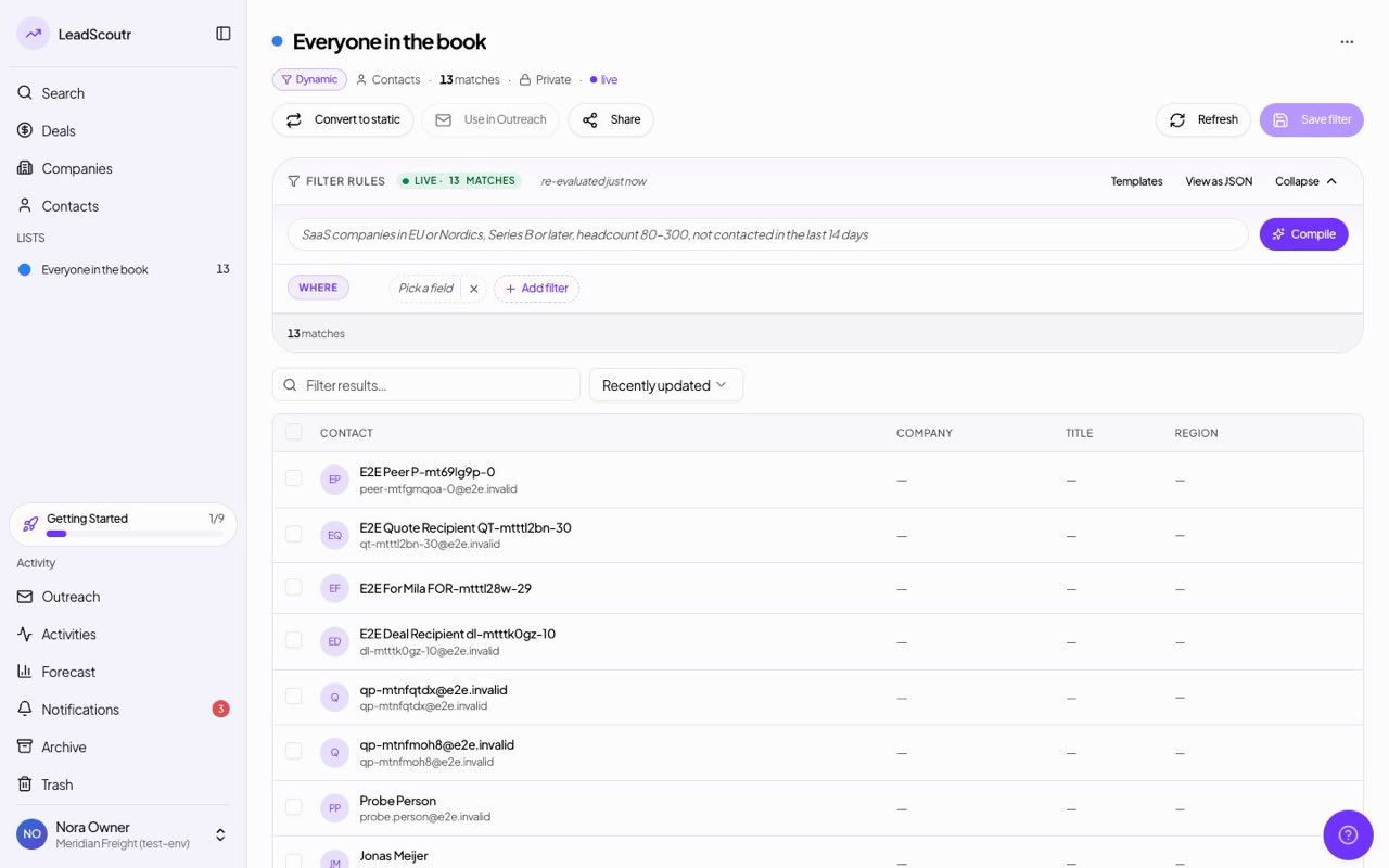 Lists rebuilt with a dynamic filter builder