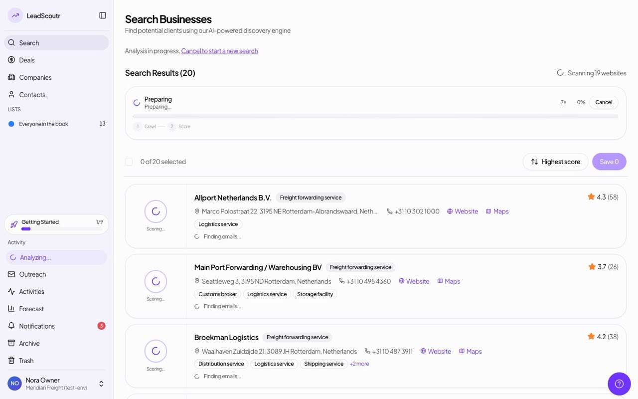Sort search results by score or name