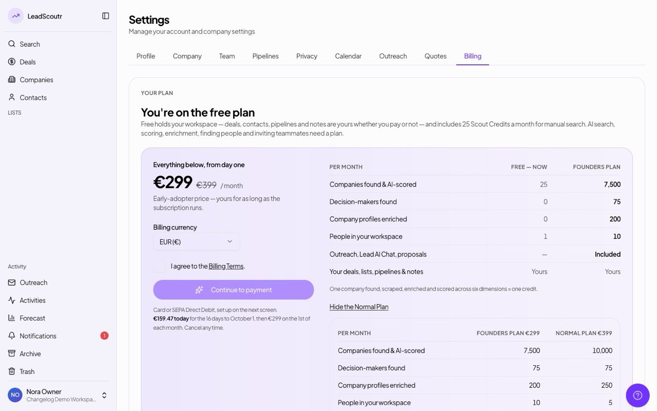 Buy the Normal plan without contacting us
