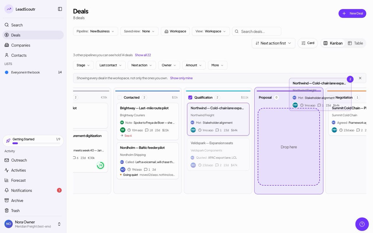 Multi-select drag now moves every deal picked