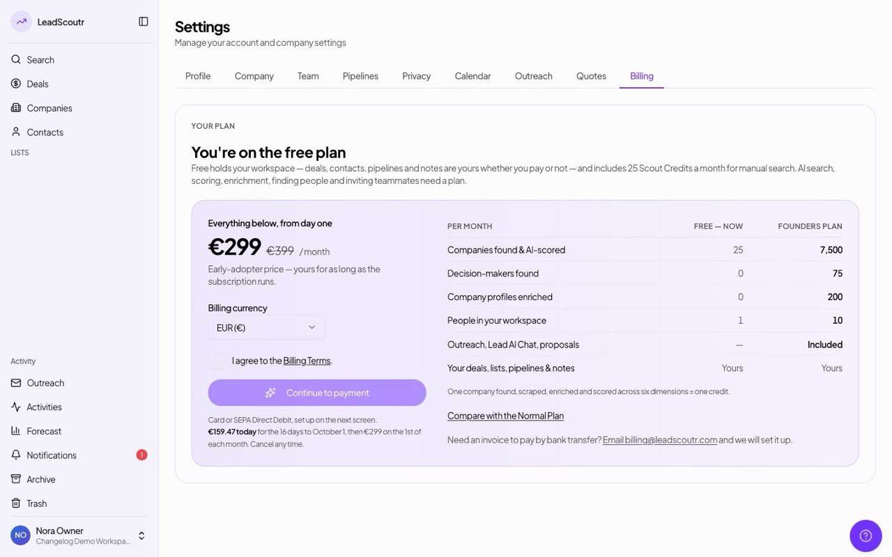 Free plan now includes monthly search credits