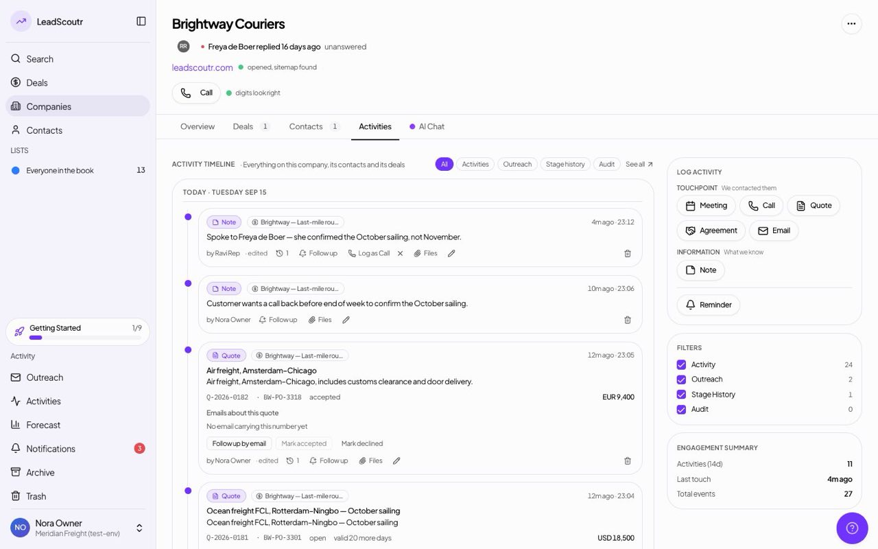 Send email from a record's Activities tab