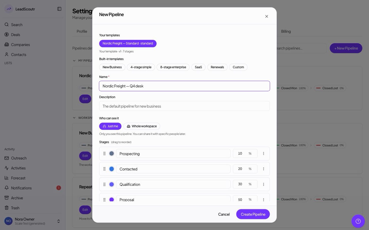 Save a pipeline as a reusable template