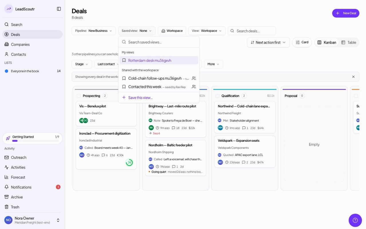 Saved views are shared with your team