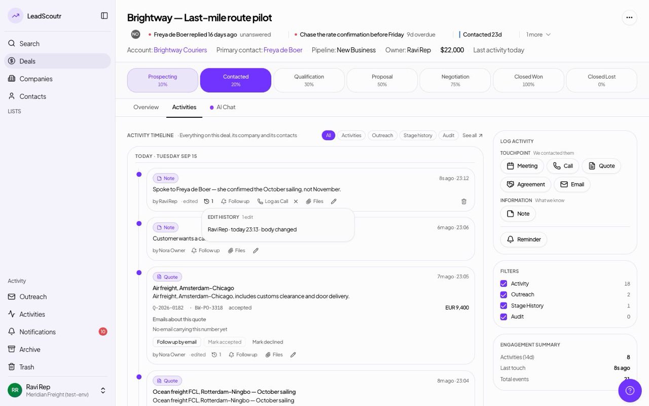 See a full edit history on activities